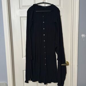 Black knit long cardigan Jacket coat with a scarf. size M